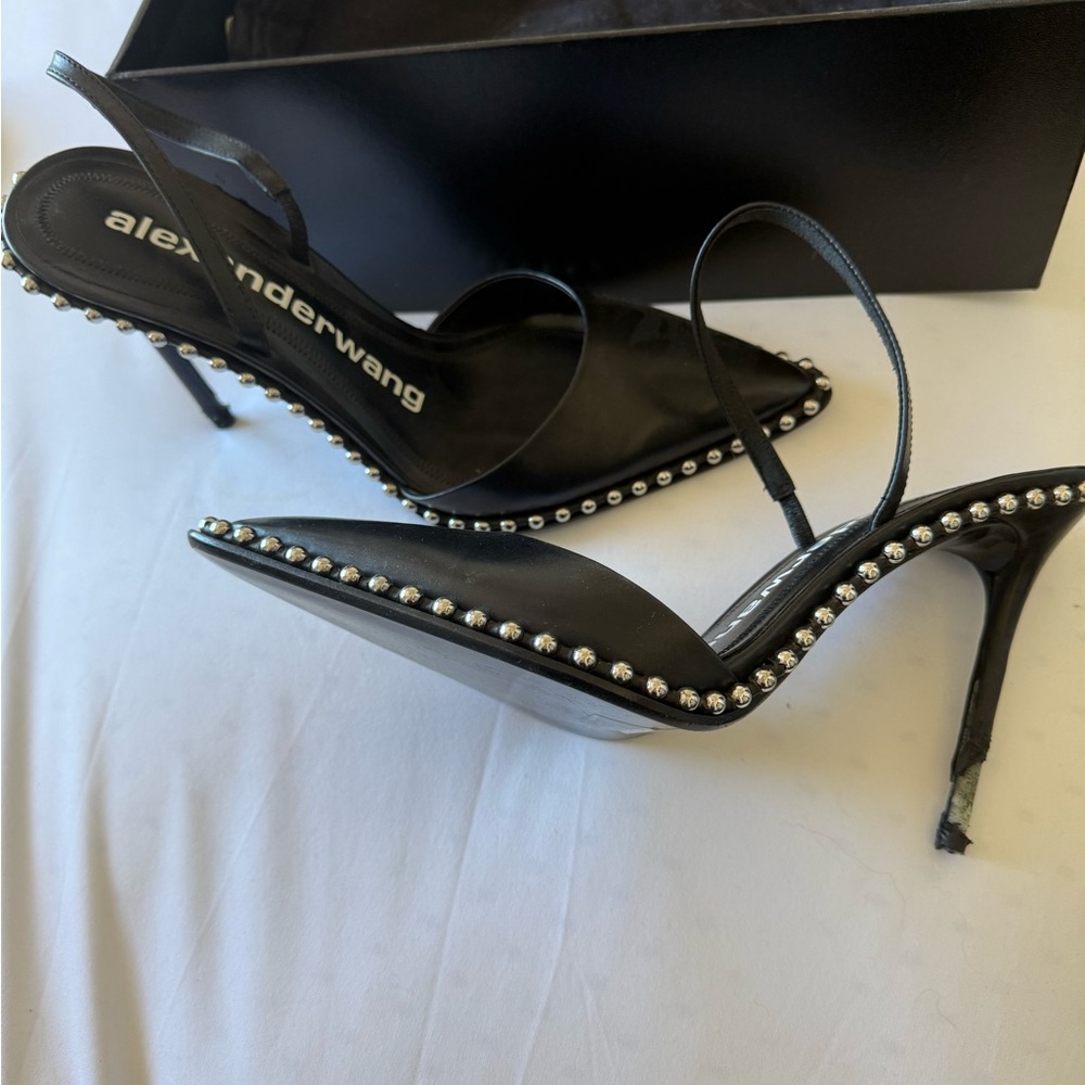 Alexander Wang Black Silver-Studded Heels